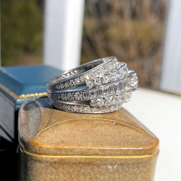 Vintage Wide Diamond Ring - Image 3