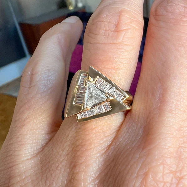 Vintage Triangular Diamond Ring - Image 2
