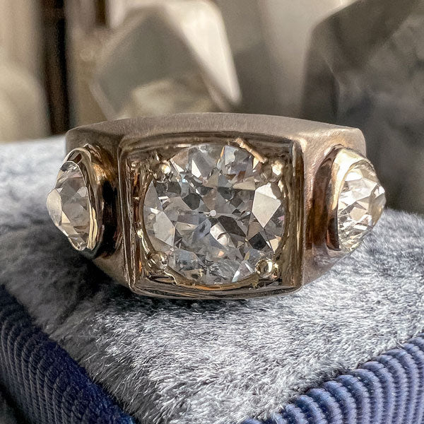 Vintage Three Diamond Ring, RBC 1.23ct