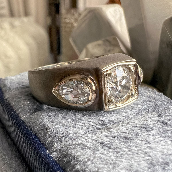 Vintage Three Diamond Ring, RBC 1.23ct - Image 4