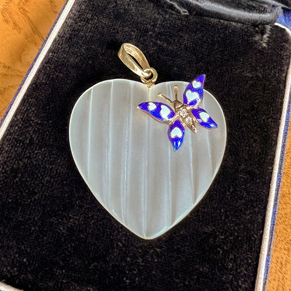 Vintage Diamond Rock Crystal Heart Necklace - Image 5