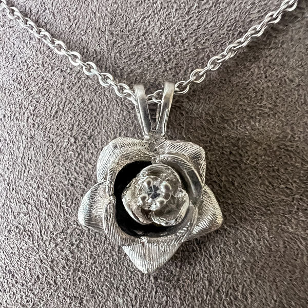 Vintage Diamond Rose Pendant