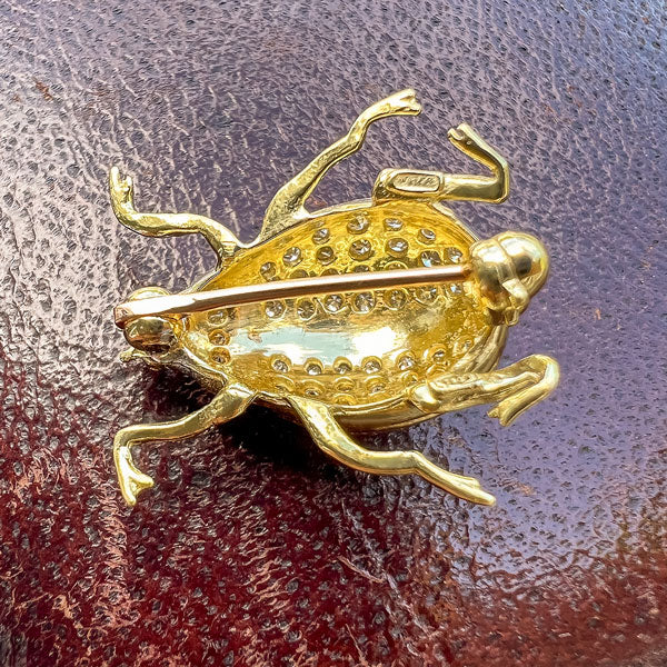 Vintage Diamond & Ruby Beetle Pin - Image 2