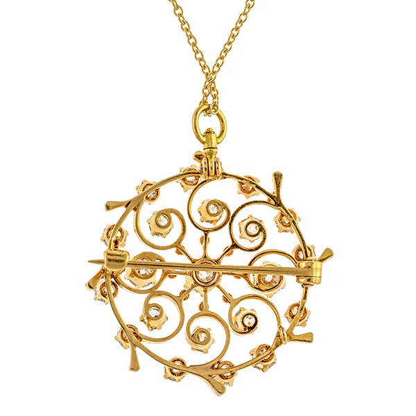 Vintage Diamond Scrolling Circle Brooch/Pendant - Image 3