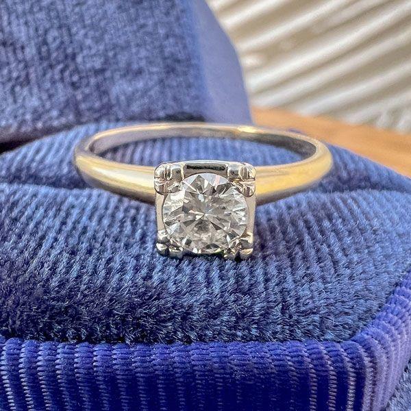 Vintage Diamond Solitaire Engagement Ring, RBC 0.37ct.