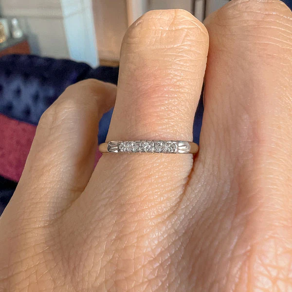 Vintage Diamond Wedding Band, Size 6 - Image 2