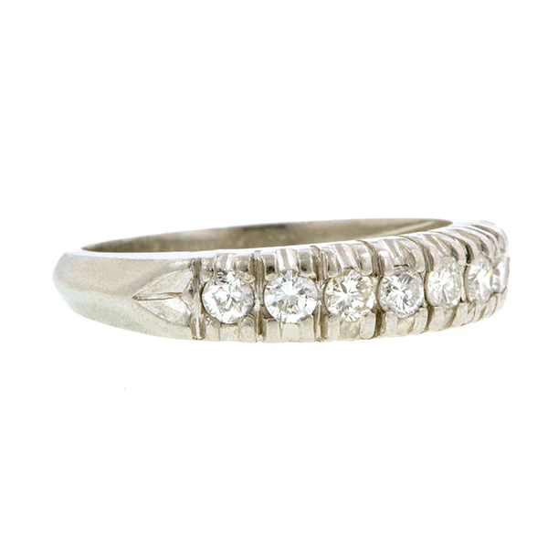 Vintage Diamond Wedding Band Ring, Platinum, Size 5 1/2 - Image 2