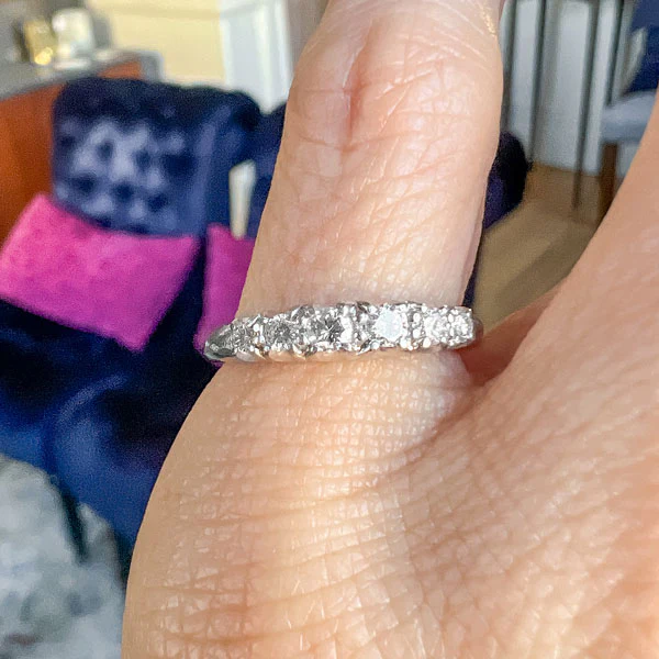 Vintage Diamond Wedding Band Ring, Size 4.5 - Image 2