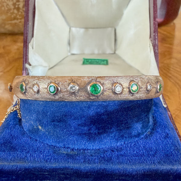 Vintage Emerald & Diamond Bangle Bracelet