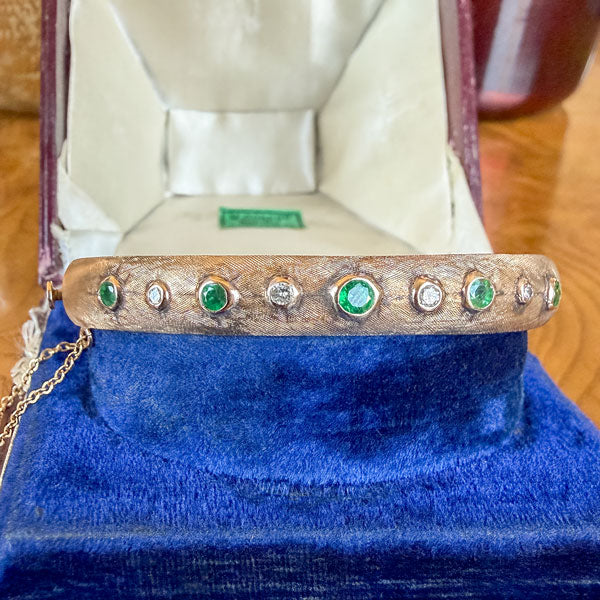 Vintage Emerald & Diamond Bangle Bracelet - Image 3