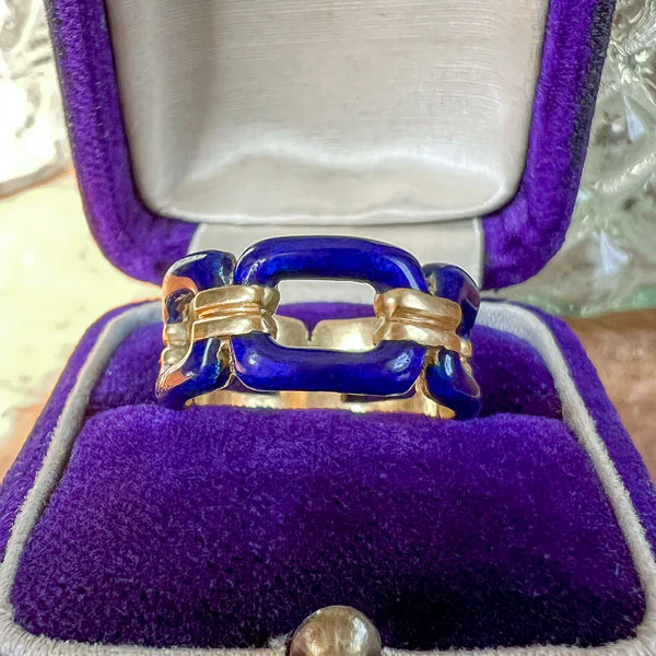 Vintage Enamel Openwork Band Ring, Size 5 1/2