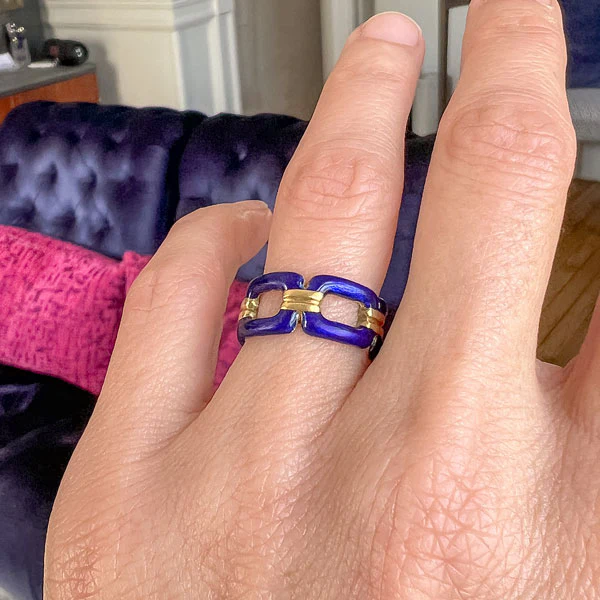 Vintage Enamel Openwork Band Ring, Size 5 1/2 - Image 2