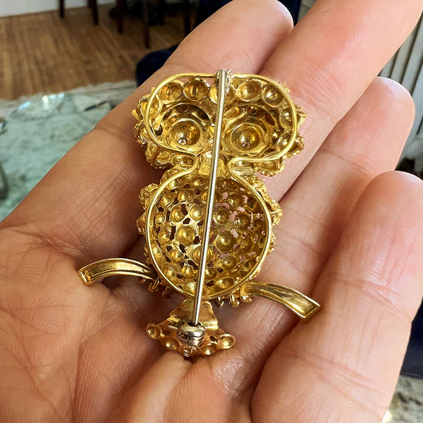 Vintage Enamel Owl Pin - Image 2