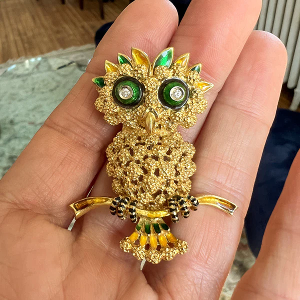 Vintage Enamel Owl Pin - Image 3