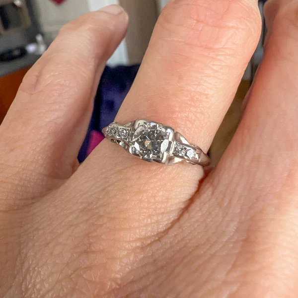 Vintage Engagement Ring, Old Euro 0.45ct - Image 2