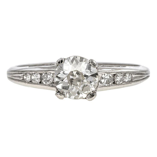 Vintage Engagement Ring, Old Euro 0.80ct.