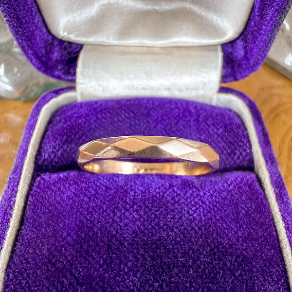 Vintage Faceted Wedding Band Ring, Size 6.5