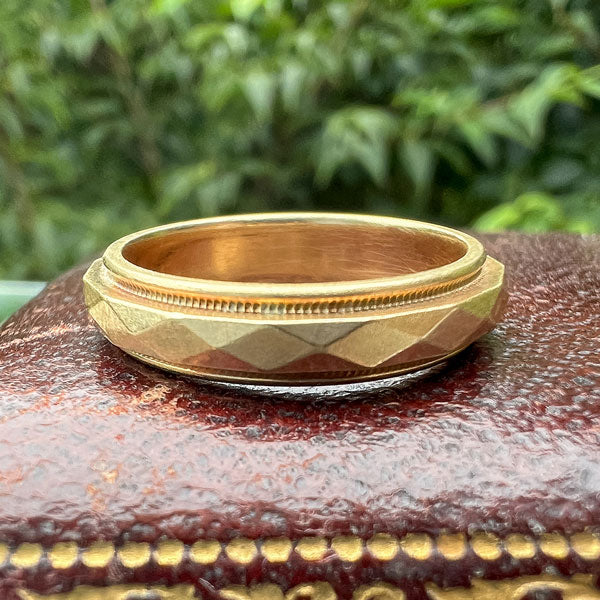 Vintage Faceted Wedding Band Ring, size 5 3/4