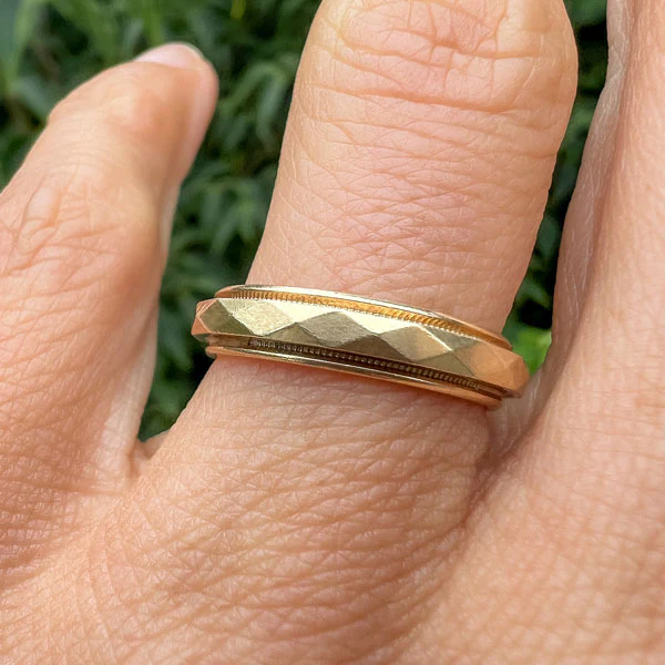 Vintage Faceted Wedding Band Ring, size 5 3/4 - Image 2
