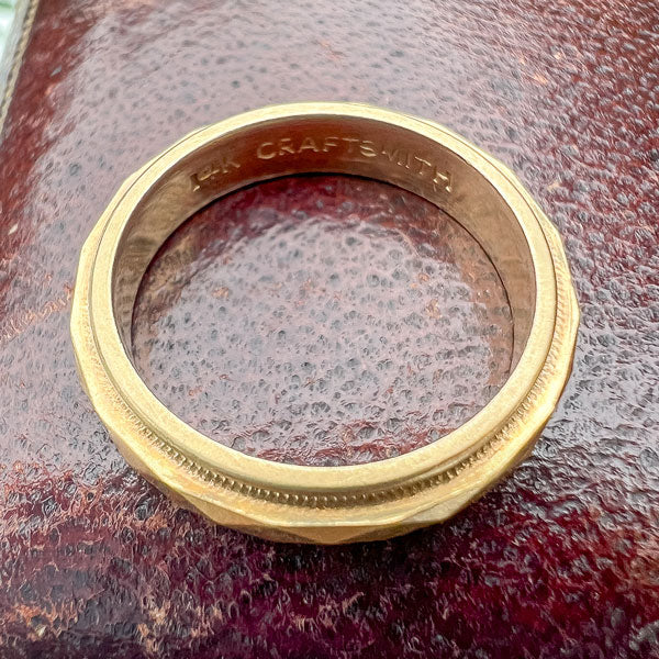Vintage Faceted Wedding Band Ring, size 5 3/4 - Image 3