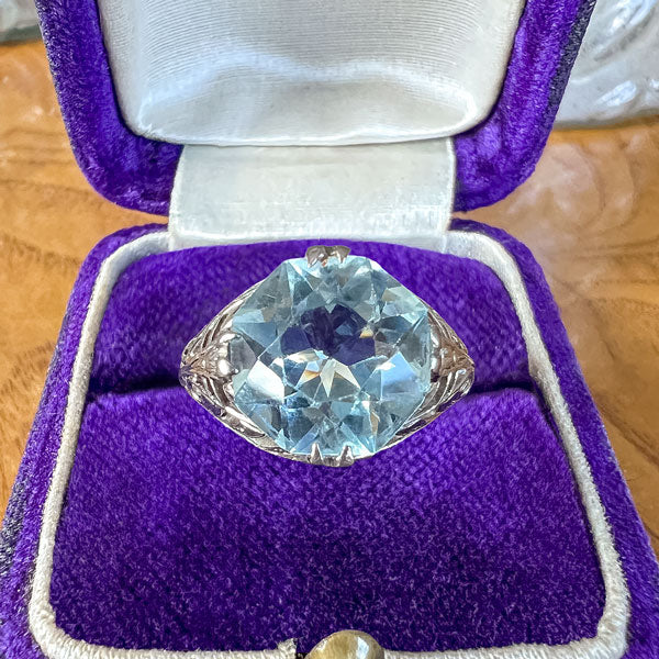 Vintage Filigree Aquamarine Ring