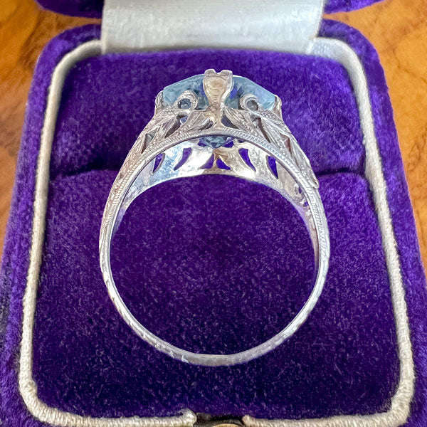 Vintage Filigree Aquamarine Ring - Image 5