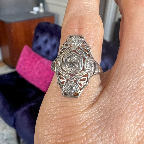 Vintage Filigree Diamond Dinner Ring - Image 2