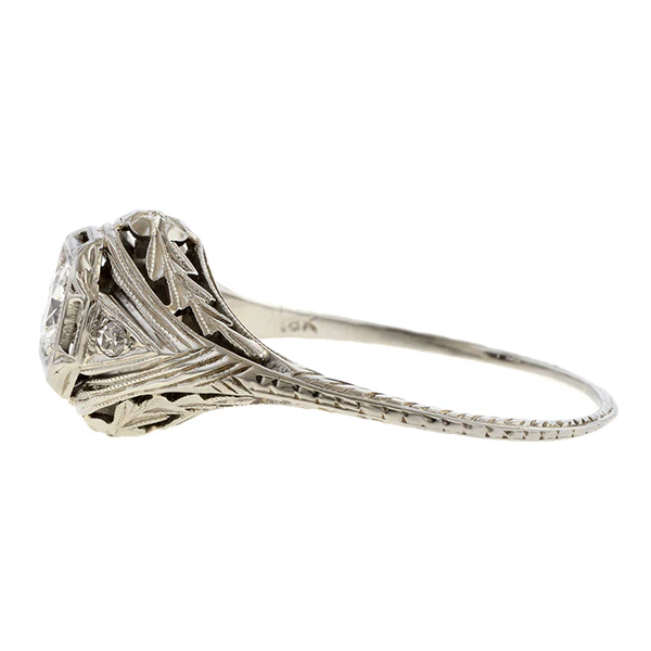 Vintage Filigree Diamond Engagement Ring, Old Euro 0.30ct. - Image 4