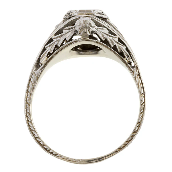 Vintage Filigree Diamond Engagement Ring, Old Euro 0.30ct. - Image 5