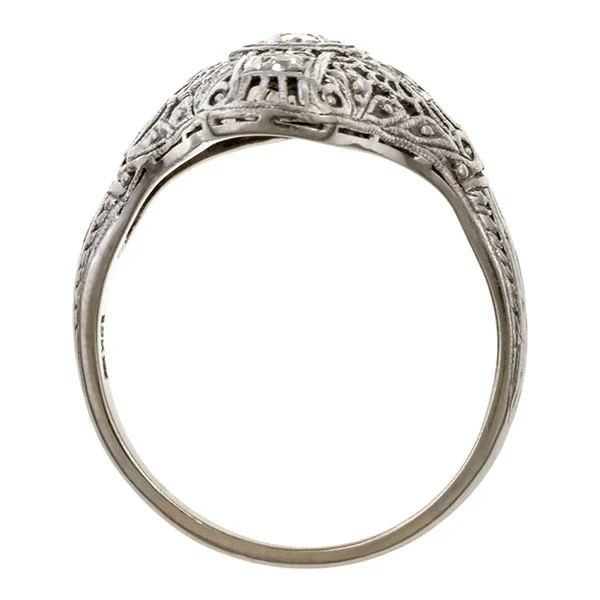 Art Deco Filigree Engagement Ring, Old Euro 0.15ct - Image 4
