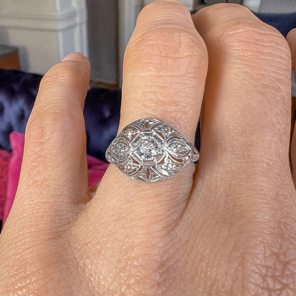 Vintage Filigree Engagement Ring, Old Euro 0.20ct. - Image 3