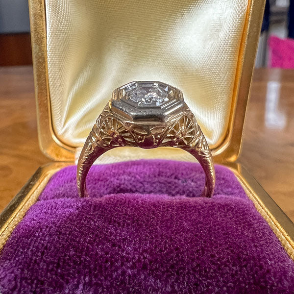 Vintage Filigree Engagement Ring, RBC 0.25ct. - Image 4