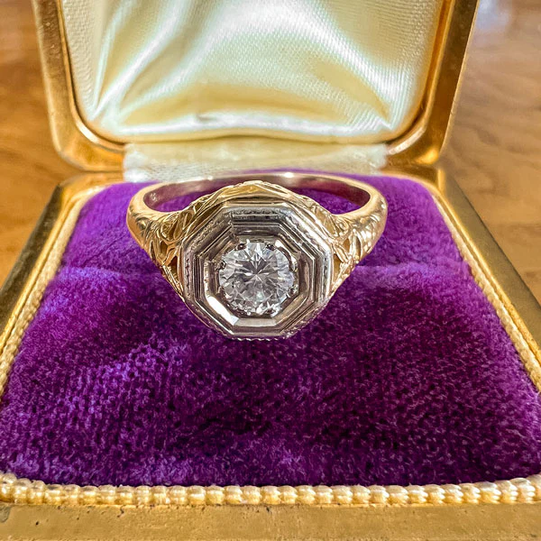 Vintage Filigree Engagement Ring, RBC 0.25ct. - Image 5