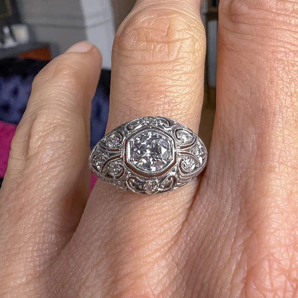 Vintage Filigree Engagement Ring, RBC 0.65ct - Image 2