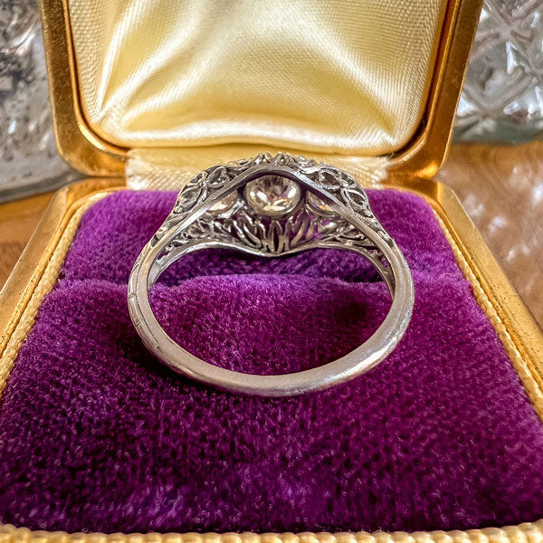 Vintage Filigree Three Stone Engagement Ring, Old Euro 0.35ct. - Image 5