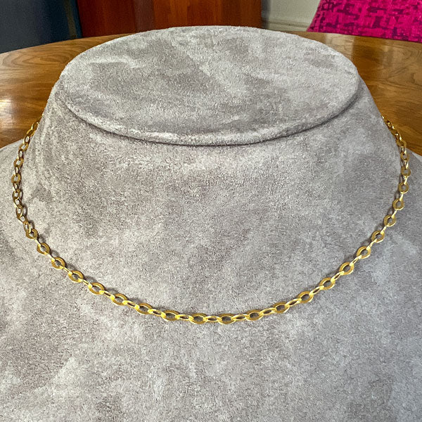 Vintage Flat Oval Link Chain Necklace