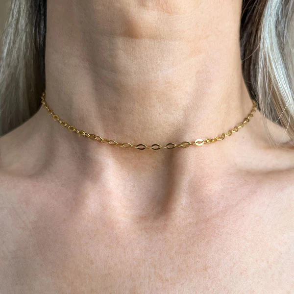Vintage Flat Oval Link Chain Necklace - Image 2