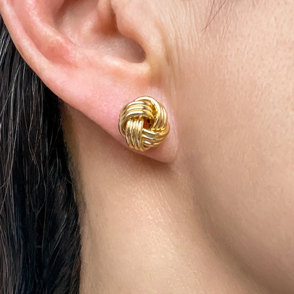 Vintage Gold Knot Stud Earrings