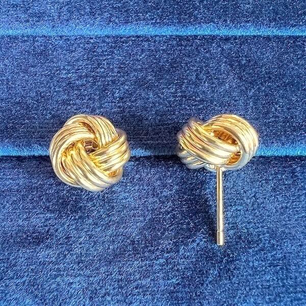 Vintage Gold Knot Stud Earrings - Image 3