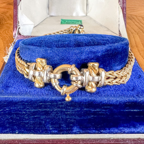 Vintage Gold Link & Sapphire Bracelet - Image 3
