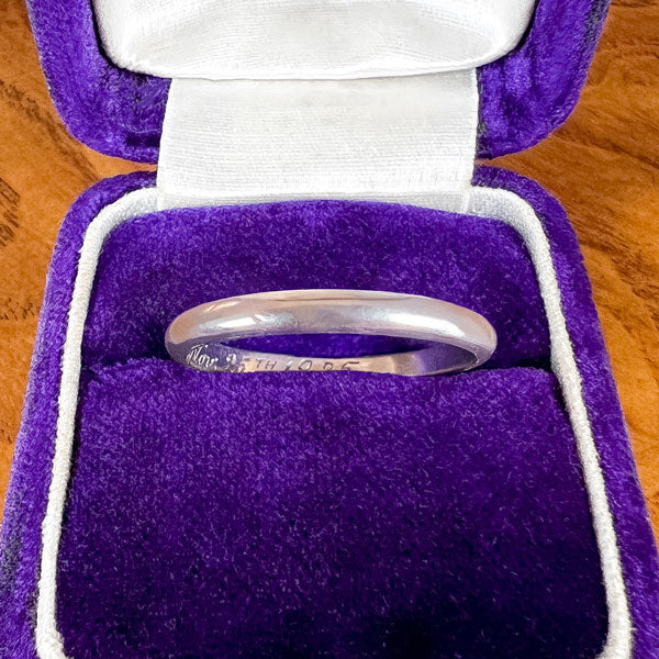 Art Deco Half Round Wedding Band Ring, Size 7.5
