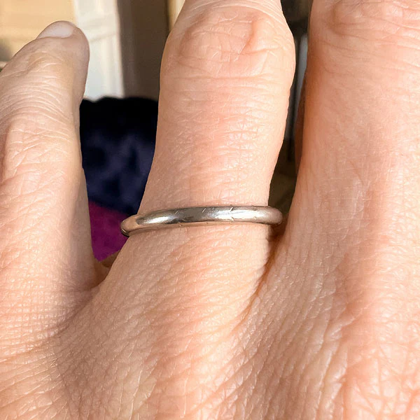 Art Deco Half Round Wedding Band Ring, Size 7.5 - Image 2