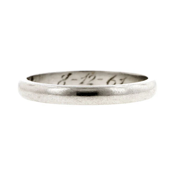 Vintage Half Round Wedding Band Ring, Size 5.75