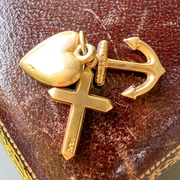 Vintage Hope, Faith & Charity Charm Pendant - Image 3