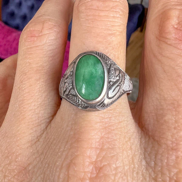 Vintage Jade Dragon Ring - Image 2