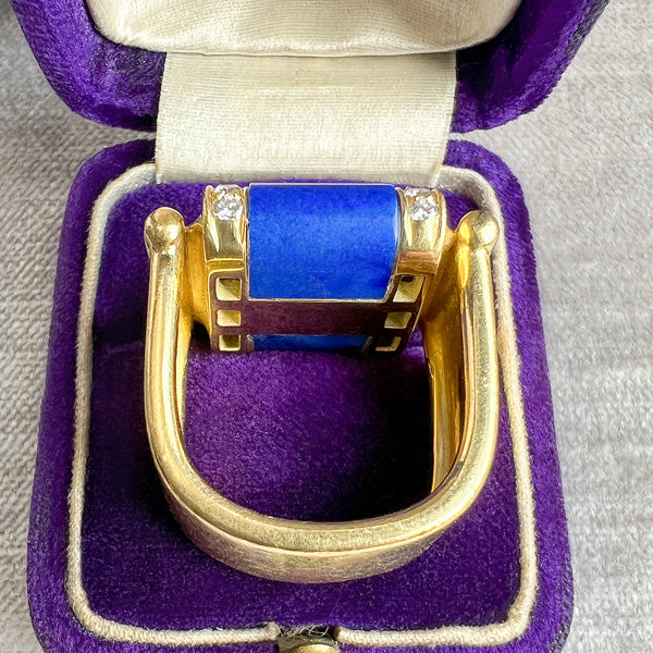 Vintage Lapis & Diamond Ring - Image 4