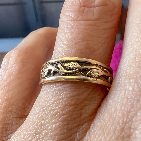 Vintage Vine Pattern Band Ring, Size 7 3/4 - Image 2