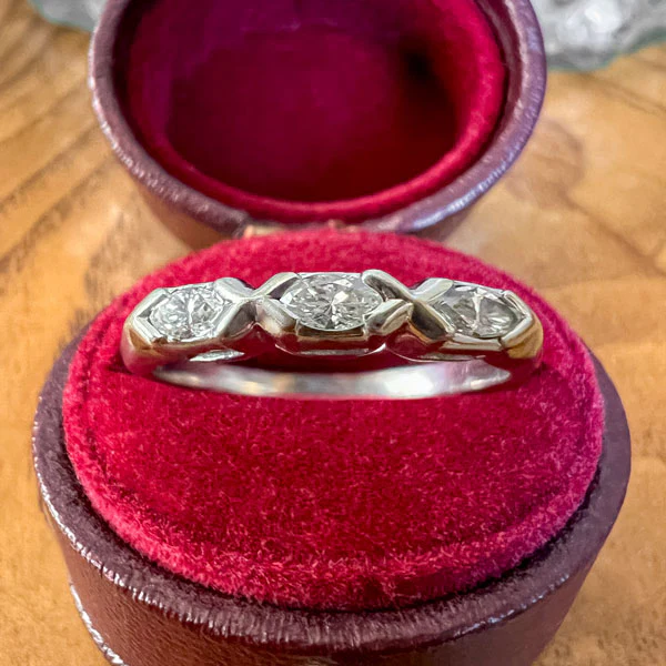 Vintage Marquise Diamond Wedding Band Ring, Size 5 3/4