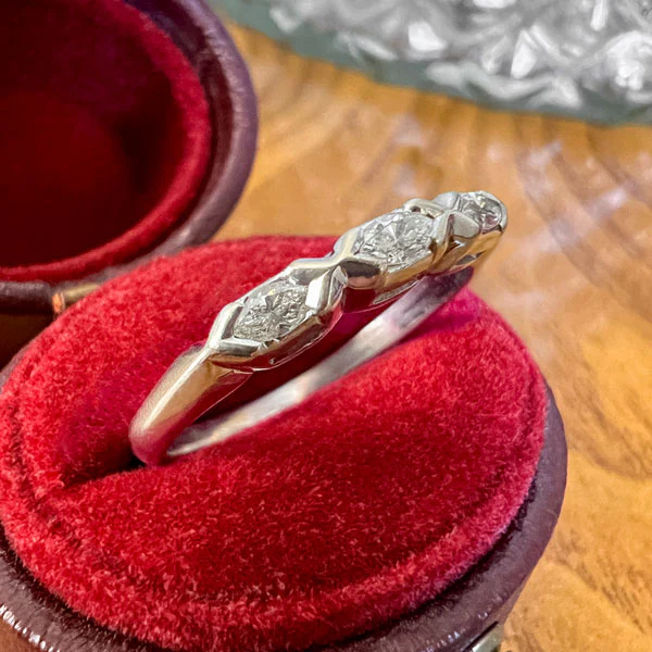 Vintage Marquise Diamond Wedding Band Ring, Size 5 3/4 - Image 2