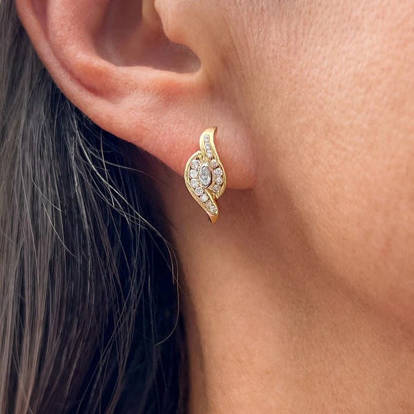 Vintage Marquise & Round Diamond Earrings